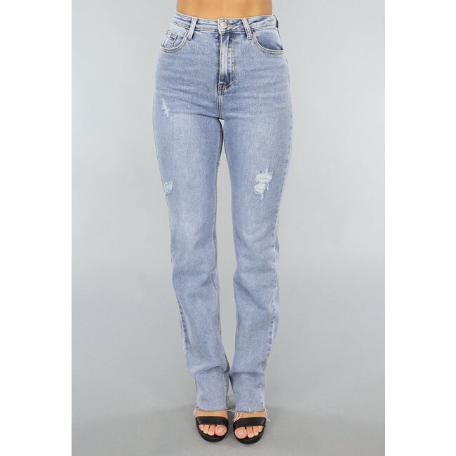 Blaue Stretch-Jeans mit geraden Beinen