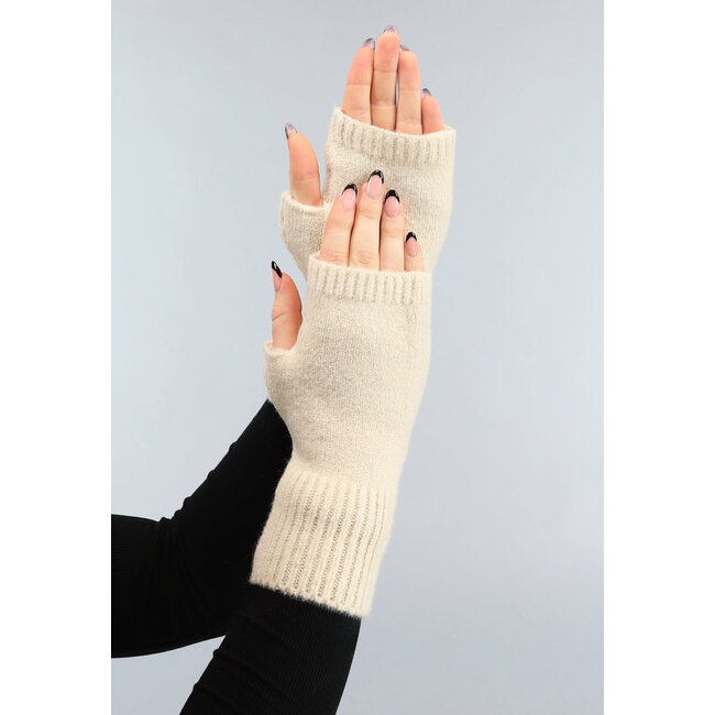 Halbe Handschuhe in Beige