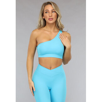 Blaues Ein-Schulter-Sport-Top