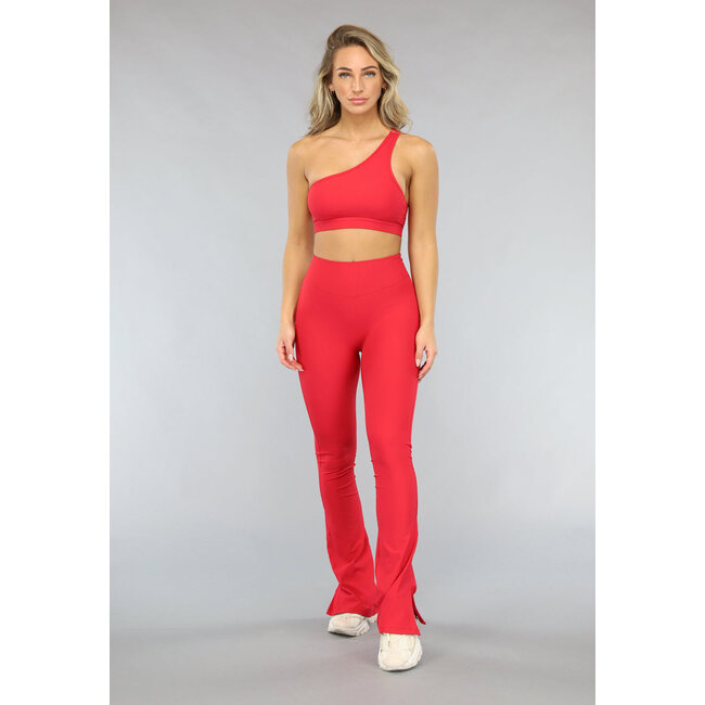 Rotes asymmetrisches Sporttop mit herausnehmbaren Pads