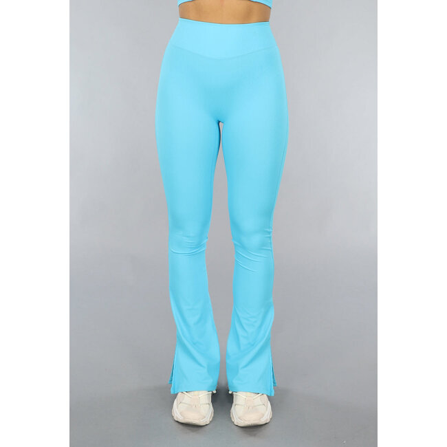 Blaue dehnbare geteilte Sport-Leggings