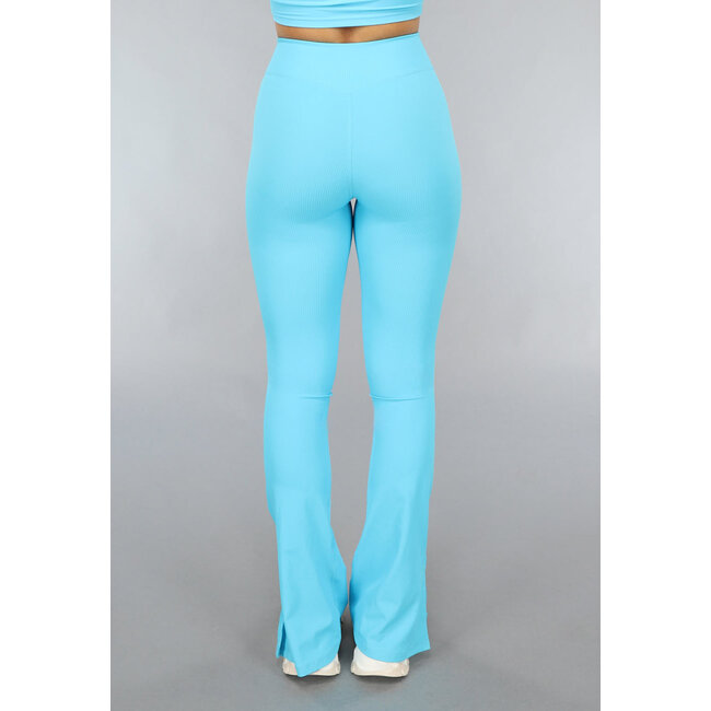 Blaue dehnbare geteilte Sport-Leggings