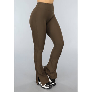 TERUG Dunkelbraune Stretchy Split Sport-Leggings