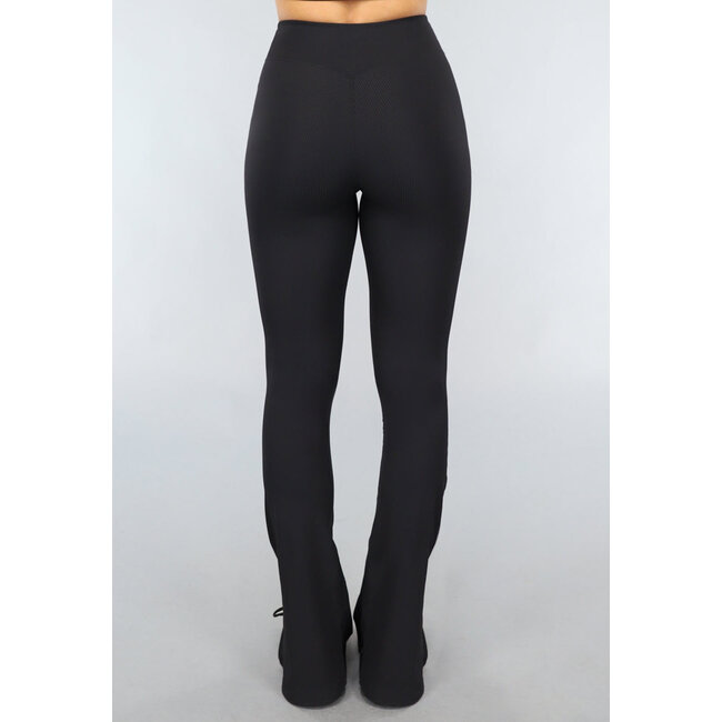 Flair-Sport-Leggings mit schwarzer Schleife und Schlitz