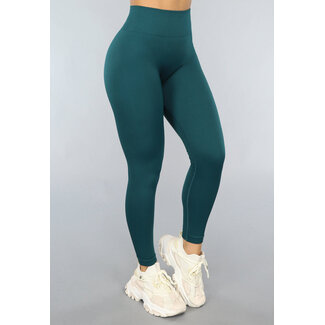 Dunkelgrüner gerippter Stoff Trainingsanzug Leggings