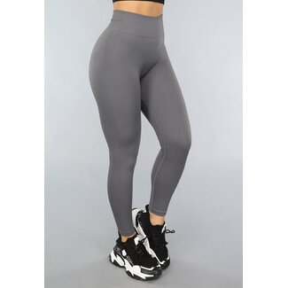 NEW0612 Anthrazitfarbene Fitness-Leggings aus geripptem Stoff