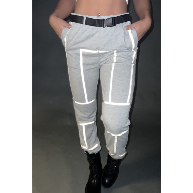 Graue Jogginghose mit Reflektorstreifen