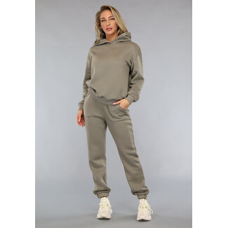 Fleece-Jogginganzug in Taupe