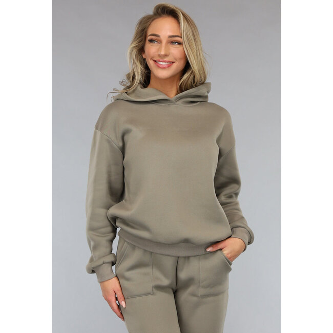 Fleece-Jogginganzug in Taupe