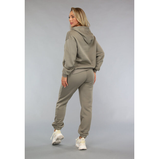 Fleece-Jogginganzug in Taupe