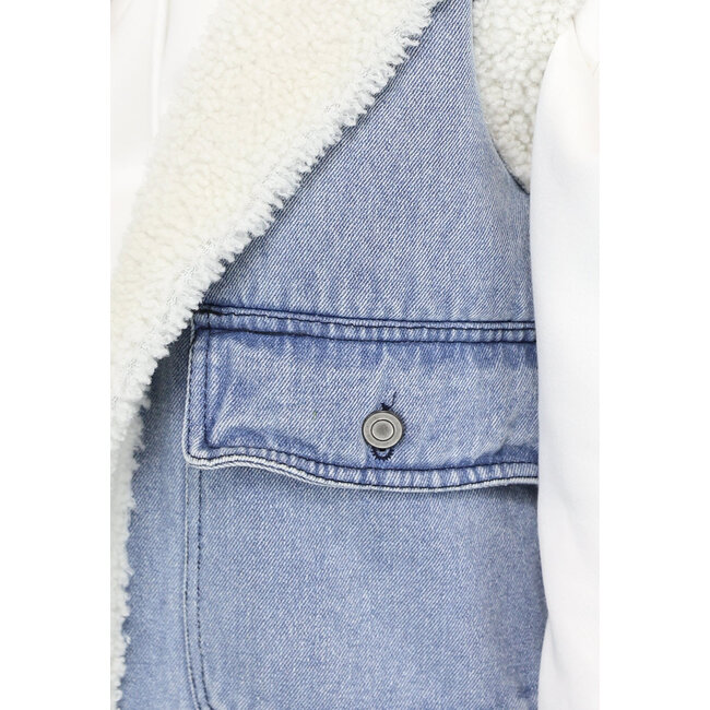 Blaue Denim-Weste mit Teddy-Futter