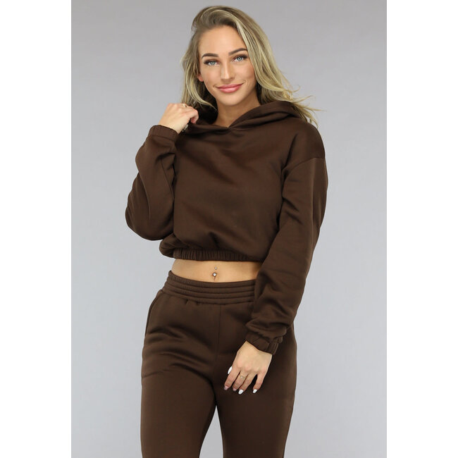 Braunes Lounge-Set mit Cropped Sweater