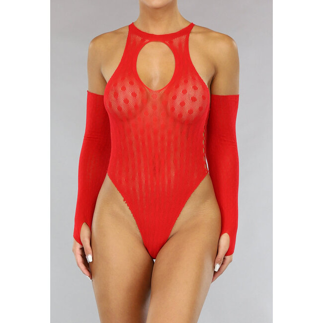 Roter Dessous Body mit Ärmeln