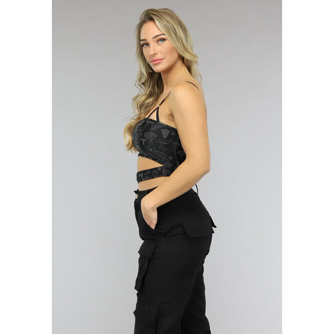 Bandeau-Top mit reflektierendem Druck