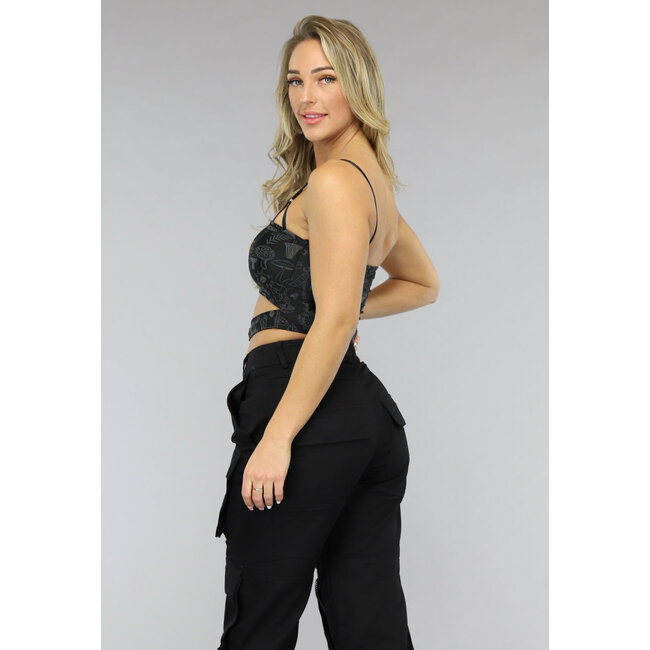 Bandeau-Top mit reflektierendem Druck