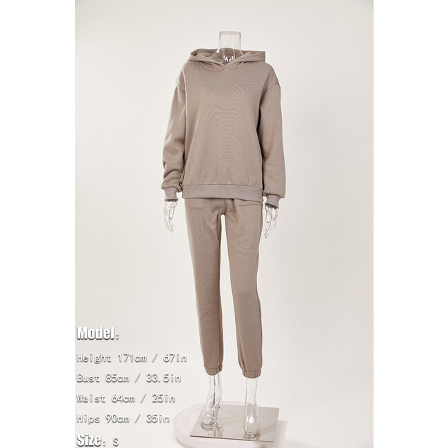 Fleece-Jogginganzug in Taupe