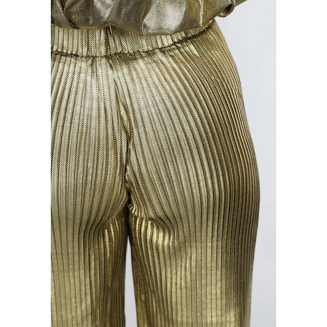 Metallic Gold Co Ord Set mit weiter Hose