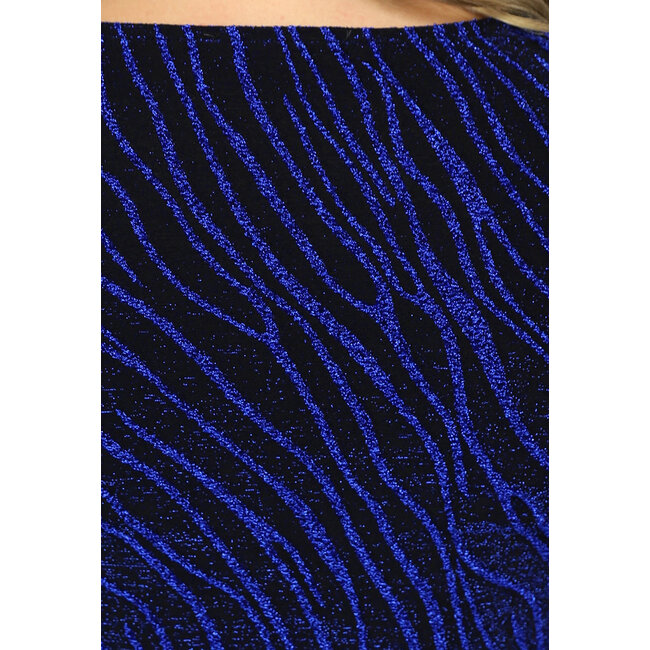 Blaues Top mit Glitzerprint und langen Ärmeln
