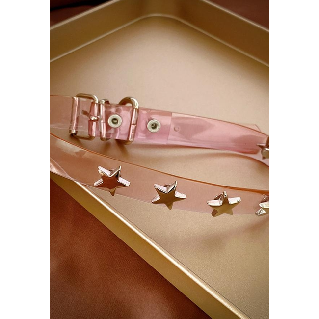 Transparentes rosa Halsband mit Sternen