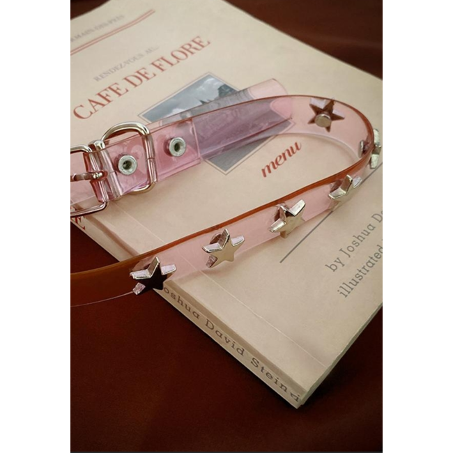 Transparentes rosa Halsband mit Sternen