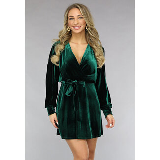 Samtkleid mit grünem Revers