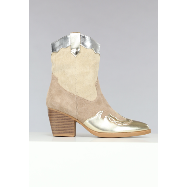 Booties in Wildlederoptik mit Gold- und Silberdetails
