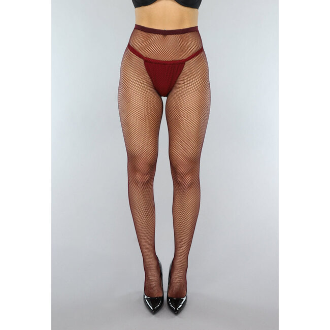 Weinrote Fishnet Panty mit kleinem Muster