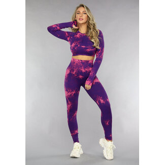 2-teiliges lila Sport-Set mit Aufdruck