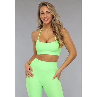 NEW0612 Neongrünes gepolstertes Rippen-Sport-Top