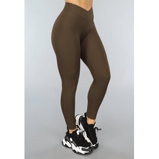 OP=OP.12.NL Dunkelbraune dehnbare Sport-Leggings