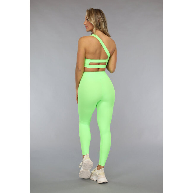 Neongrüne dehnbare Sport-Leggings mit taillierter Passform