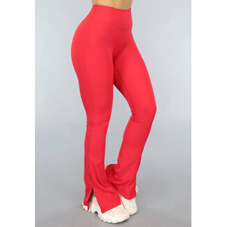 OP=OP.32.NL Rote Sport-Leggings mit Split-Flair