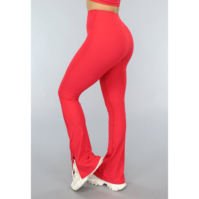 Rote Sport-Leggings mit Split-Flair