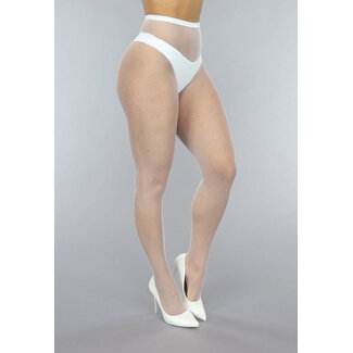 Weiße Strumpfhose mit kleinem Fischnetz-Muster