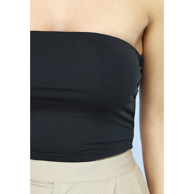 Schwarzes elastisches Bandeau-Top mit Anti-Rutsch