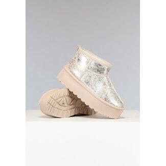 Beschichtete Gold-Schneestiefel mit Plateau