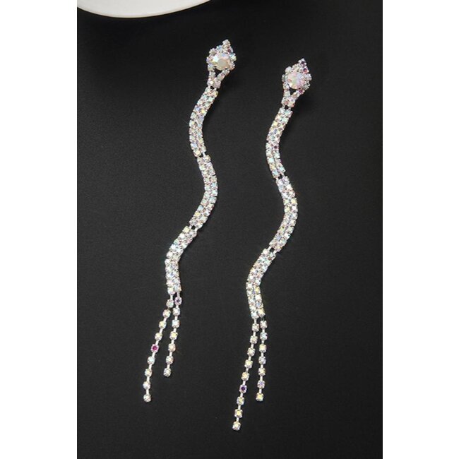 Silberne Strass-Ohrringe mit Schlangenmodell