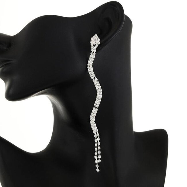 Silberne Strass-Ohrringe mit Schlangenmodell