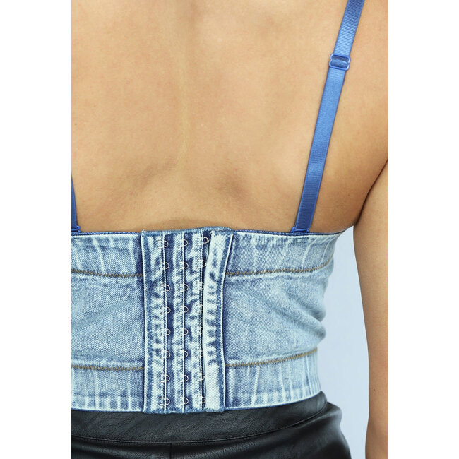 Denim Contoured Bustier Top mit abnehmbaren Trägern