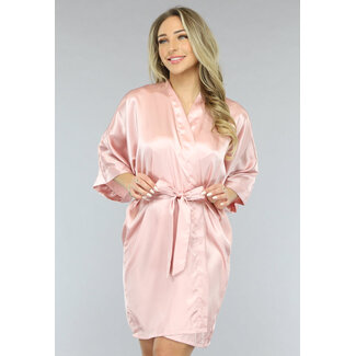 NEW1701 Satin Baby Rosa Kimono Kurz