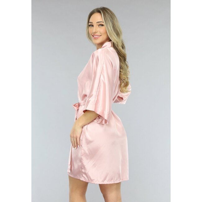 Satin Baby Rosa Kimono Kurz