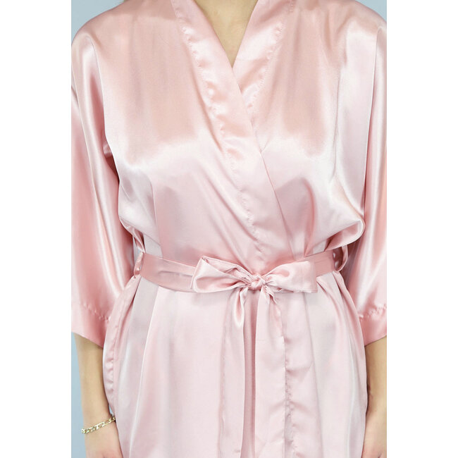 Satin Baby Rosa Kimono Kurz