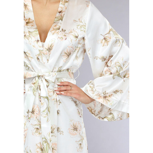 Langer Kimono mit Blumenmuster für die Braut