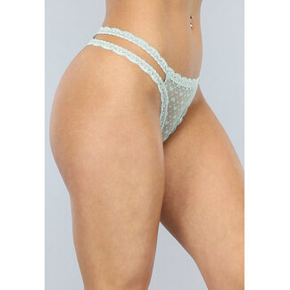 Mintfarbener brasilianischer Spitzenslip mit Herzchen