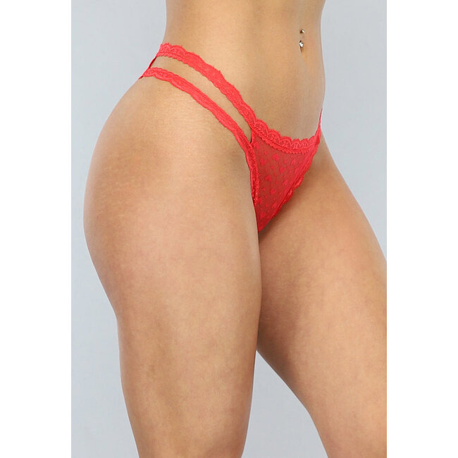 Roter Spitzen-Komfort-Brasilianer-Slip mit Herzchen