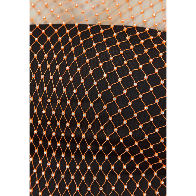Orangefarbenes Glitzer-Netz-Crop-Top