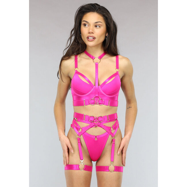 Hartes rosa Bandage-Dessous-Set