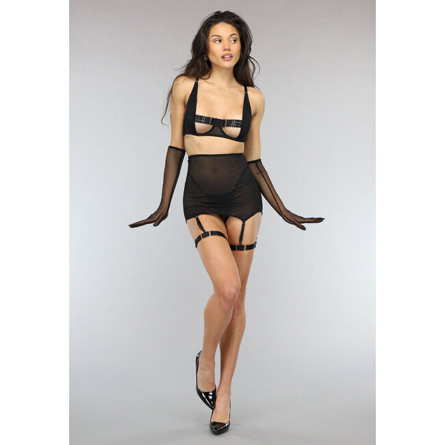 Kinky Schwarzes Dessous Set mit offenen Cups