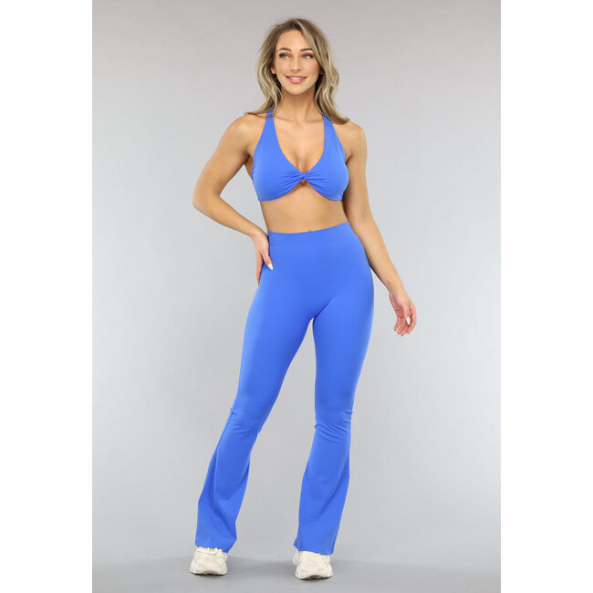 Blaues Stretch-Sport-Set mit Scrunch