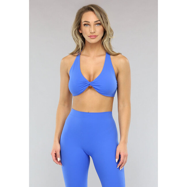 Blaues Stretch-Sport-Set mit Scrunch